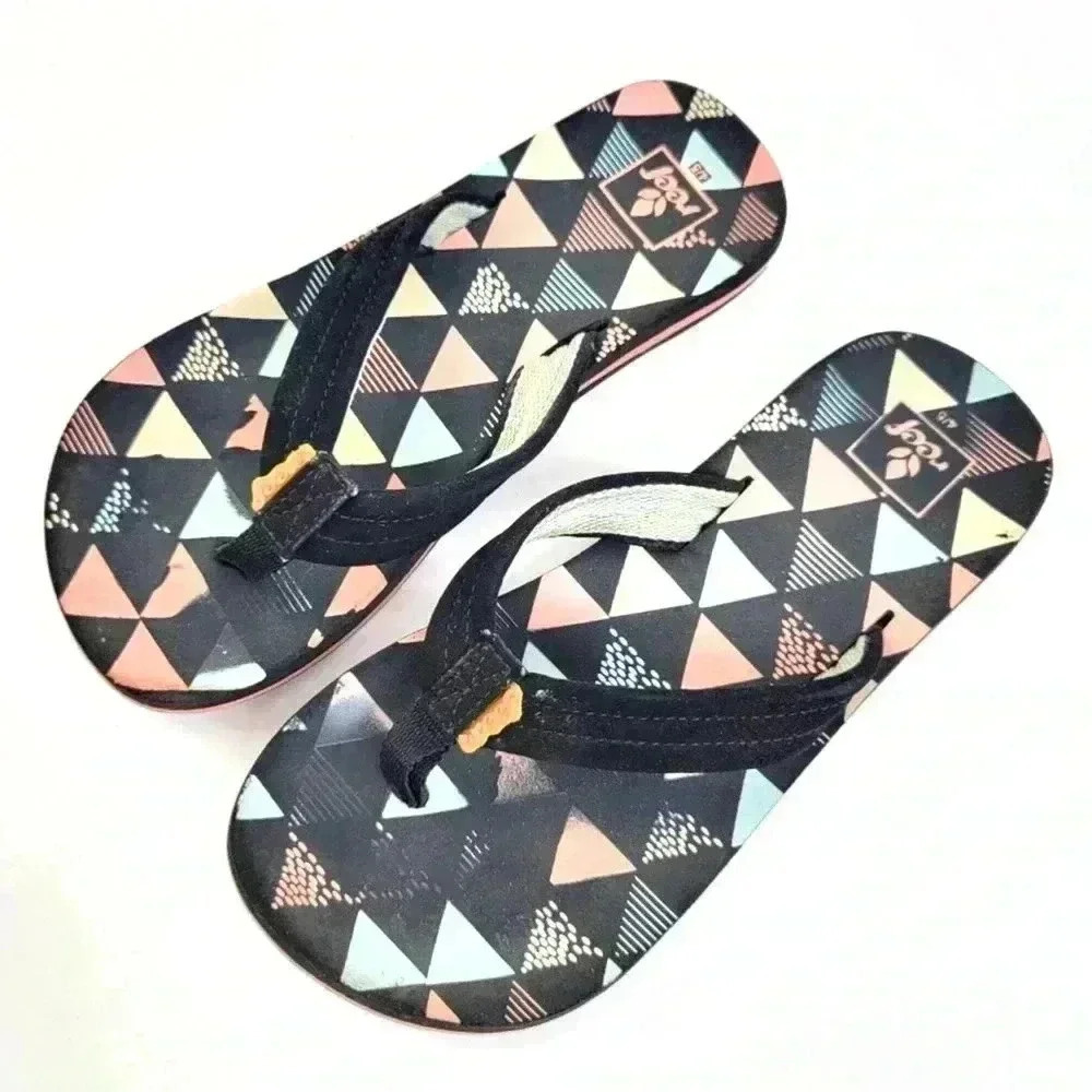 Reef Ahi Geometric Rainbow Flip Flop Sandals - Picture 1 of 7